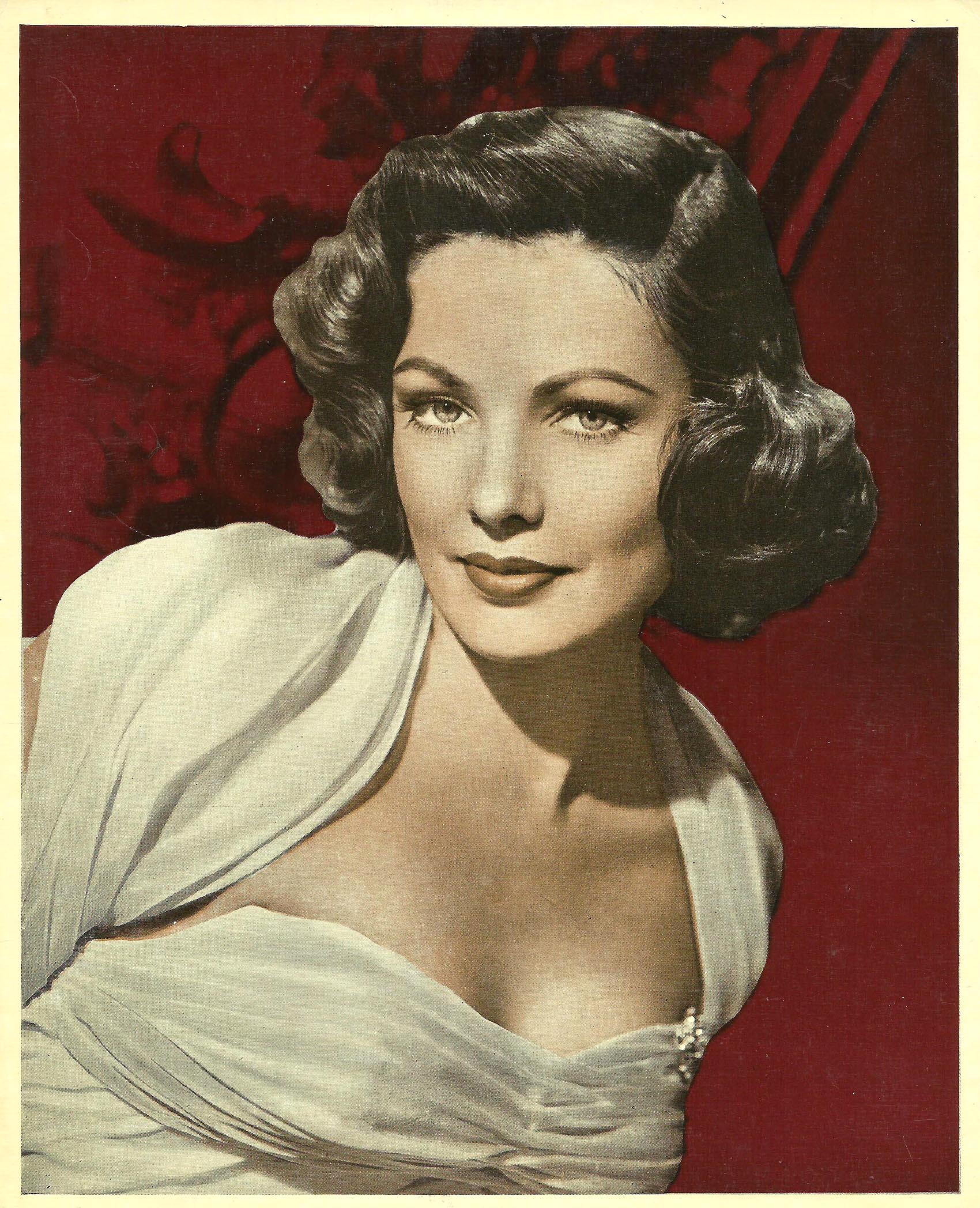 Gene Tierney Original Vintage Color Lithograph Portrait 1940s Ebay